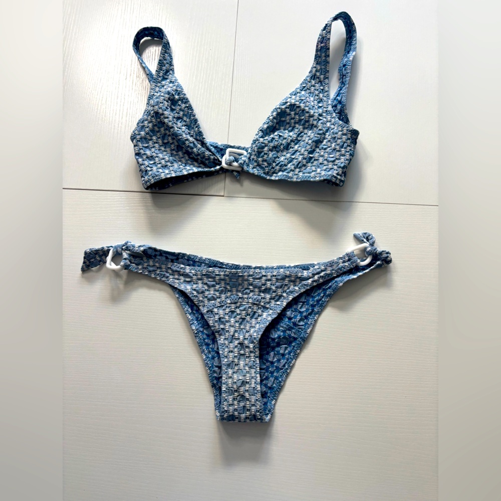 Lisa Marie Fernandez Blue Textured Bikini Set